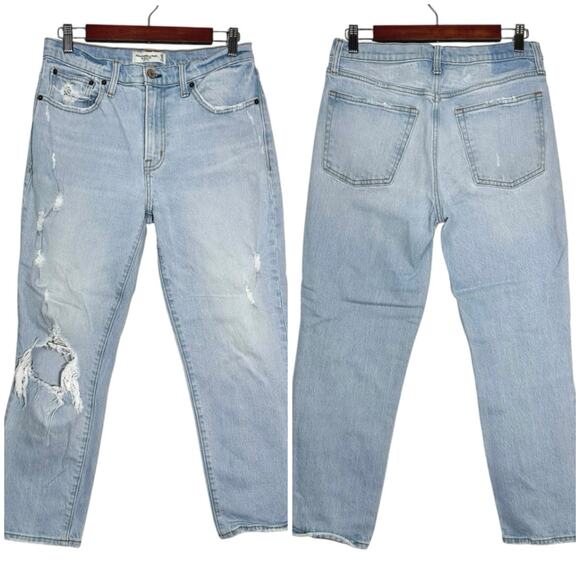 Abercrombie & Fitch | Women | The Boyfriend Mid Rise Distressed Jeans | Sz 28 6R - Picture 1 of 12